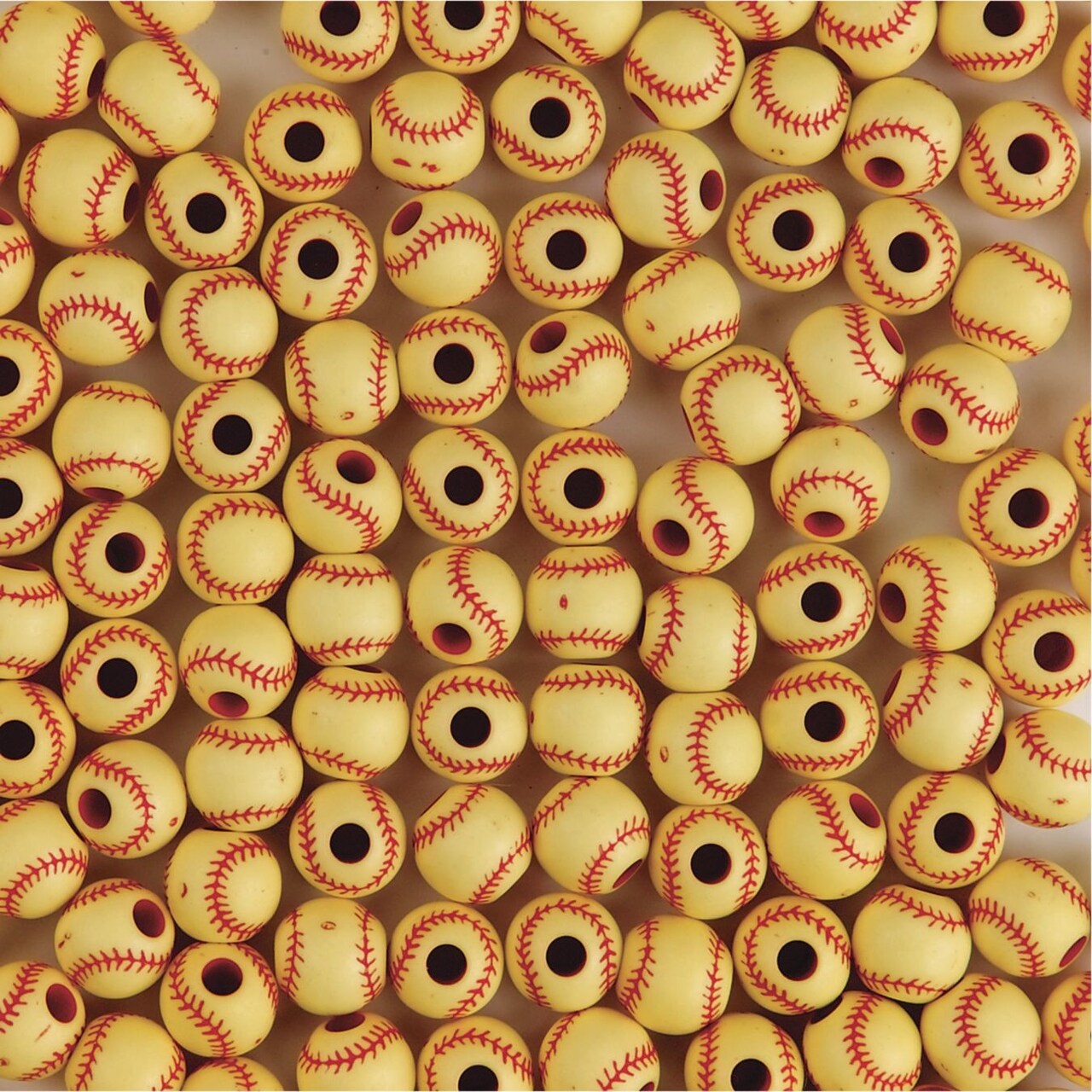S&S Worldwide Color Splash! Softball Sports Beads, Make Sports Jewelry, For Kids, Make Bracelets & Necklaces, Add To Backpacks, Tie On Shoelaces, 12mm with 3.5mm holes. Plastic. Pack of 144